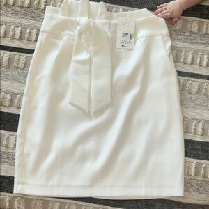 Wish White Tie-Waist Pencil Skirt